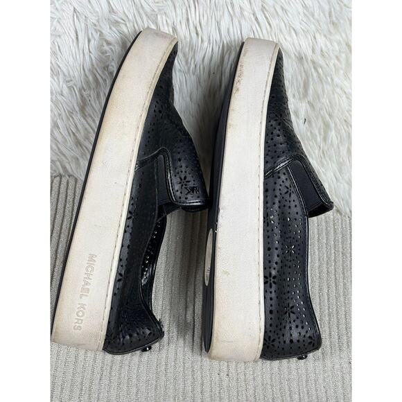 Michael Michael Kors Slip-On Shoes Womens Size 9 Black Perforated Leather Flats - Picture 2 of 8